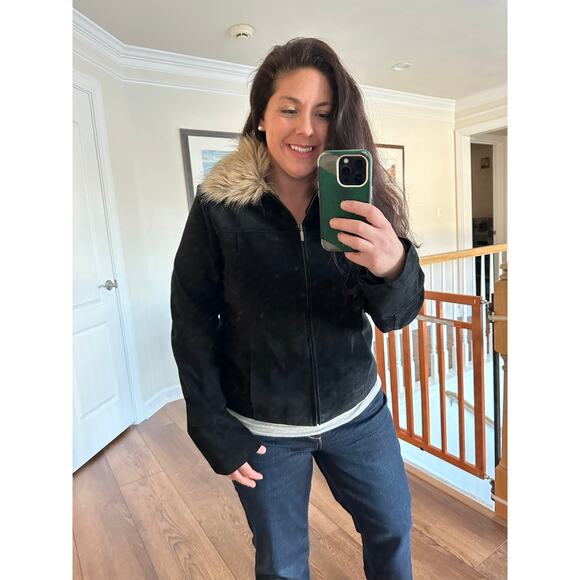 VINTAGE Uniform John Paul Richard’s Suede Jacket Faux Fur Collar L - Picture 4 of 16